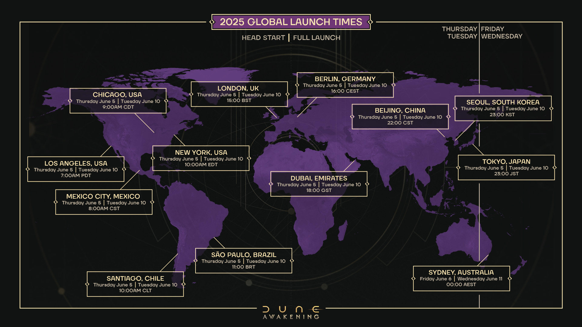 Dune: Awakening Global Launch Times - Release Date