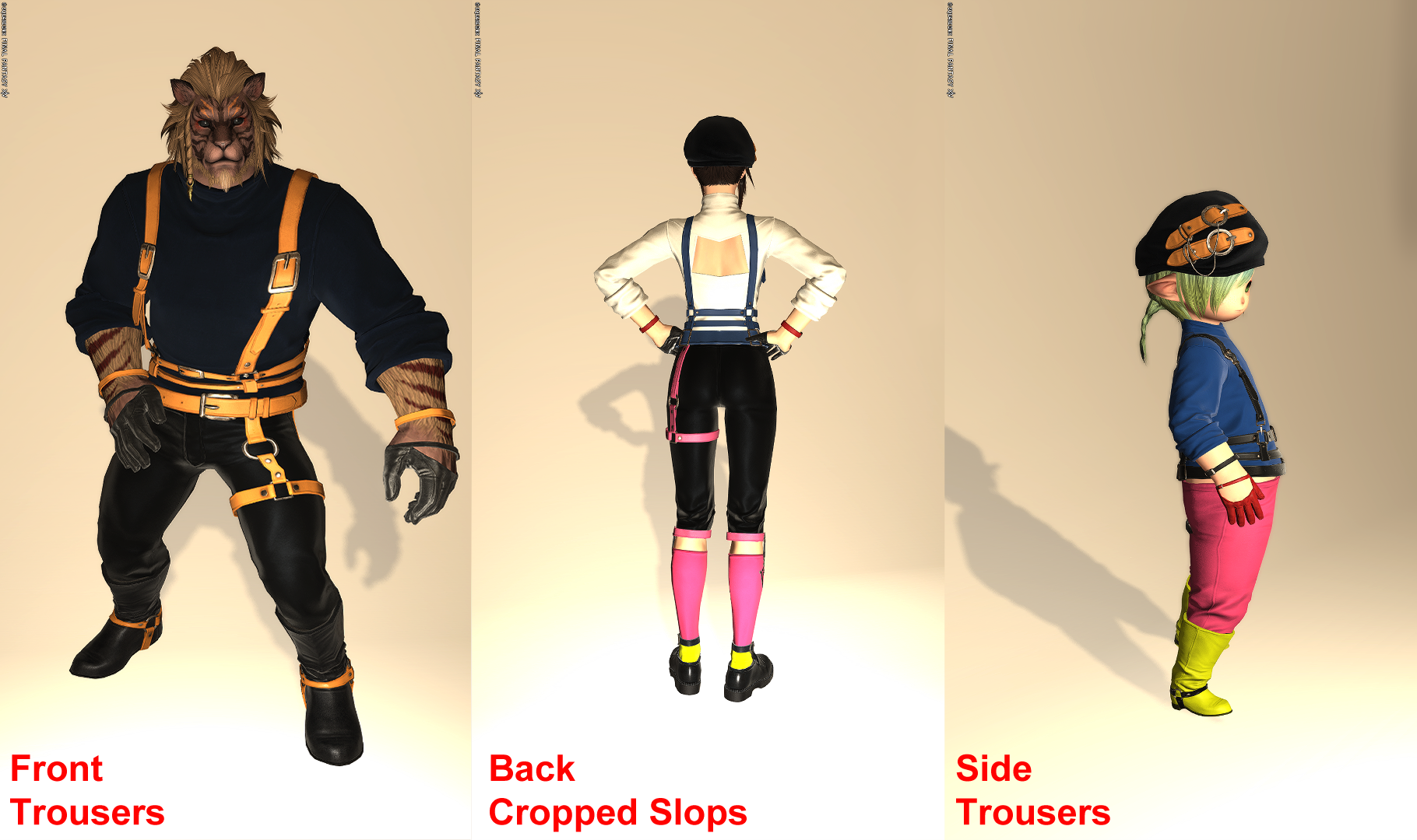 FFXIV Mogstation Belt-leather Attire Set Dyed 3 Different Ways