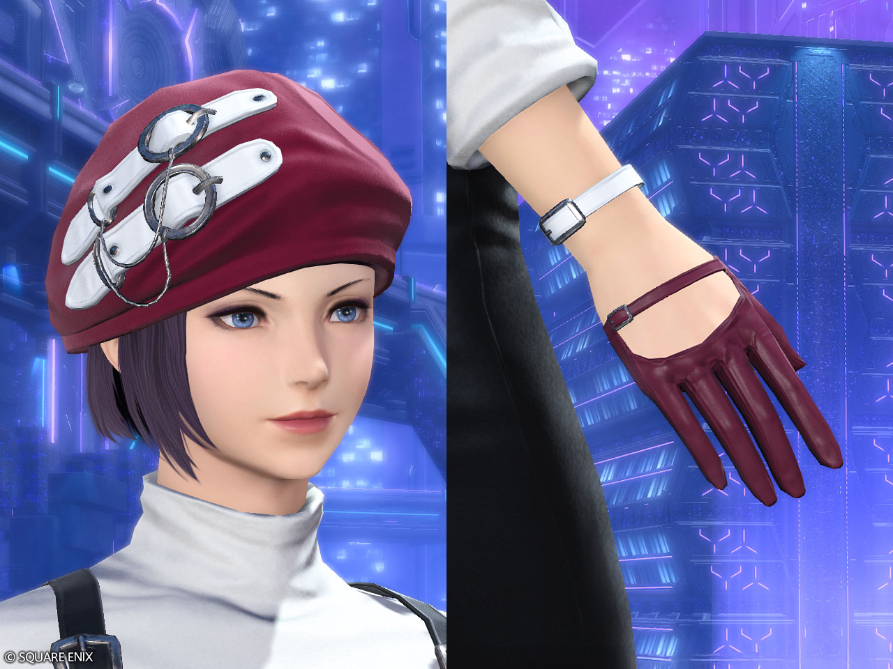 FFXIV Belt-Leather Beret and Fingerstalls Set