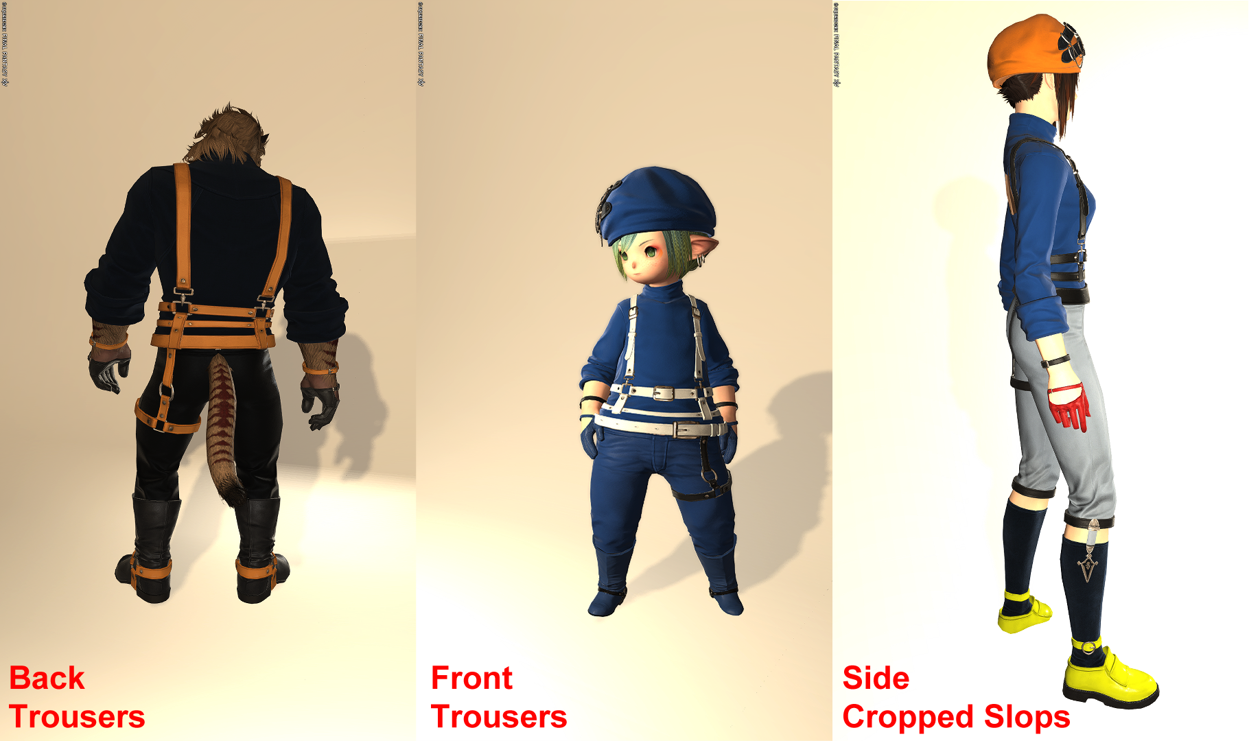 FFXIV Mogstation Belt-leather Attire Set Dyed 3 Different Ways