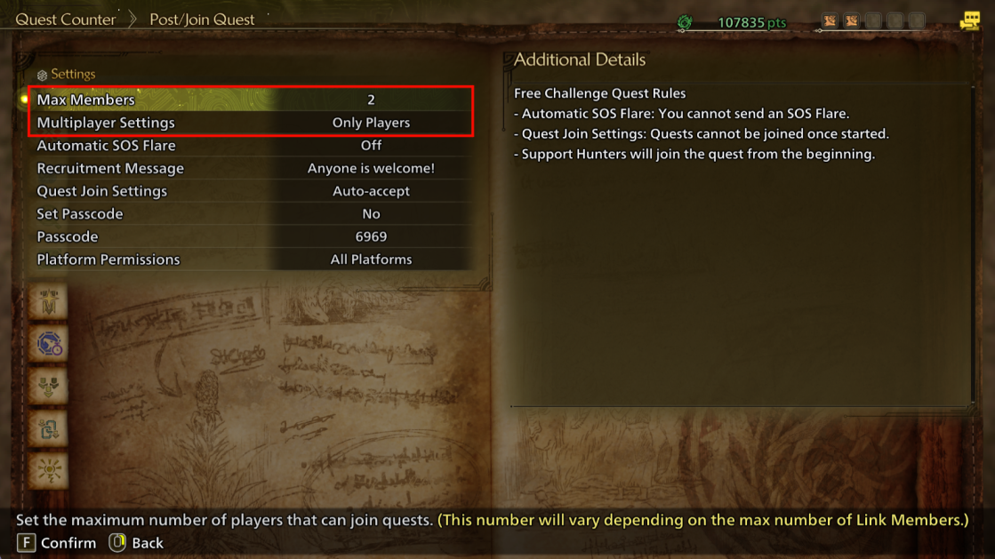 Free Challenge Quest Settings