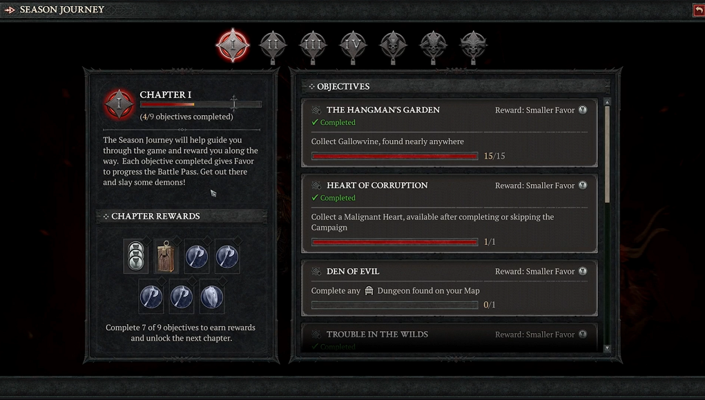Diablo 4 Season 1: Seasonal Journey Objectives and Rewards