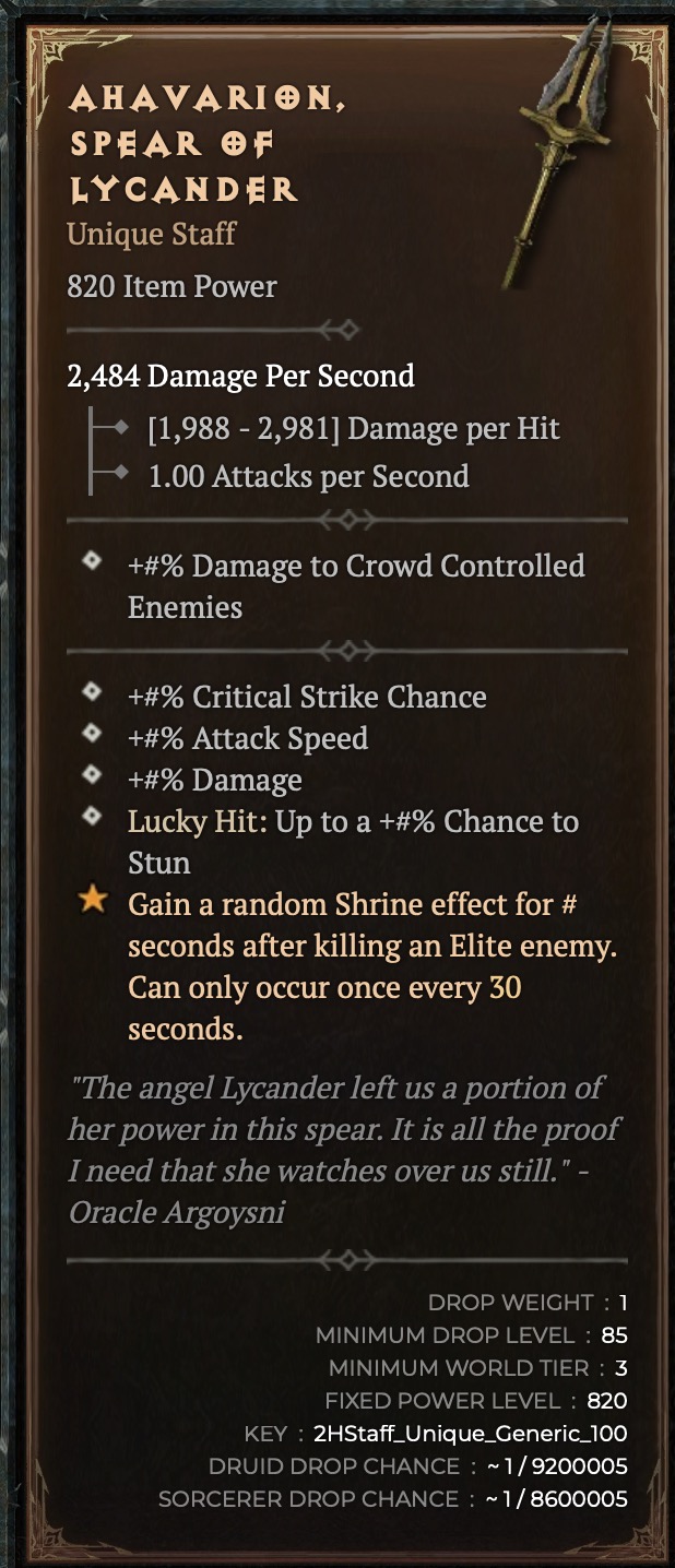 Ahavarion Uber Unique Drops in Diablo 4 Season 2