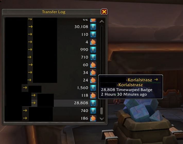 Careful When Transferring Timewalking Currency: Player Loses 28,000 Timewarped Badges