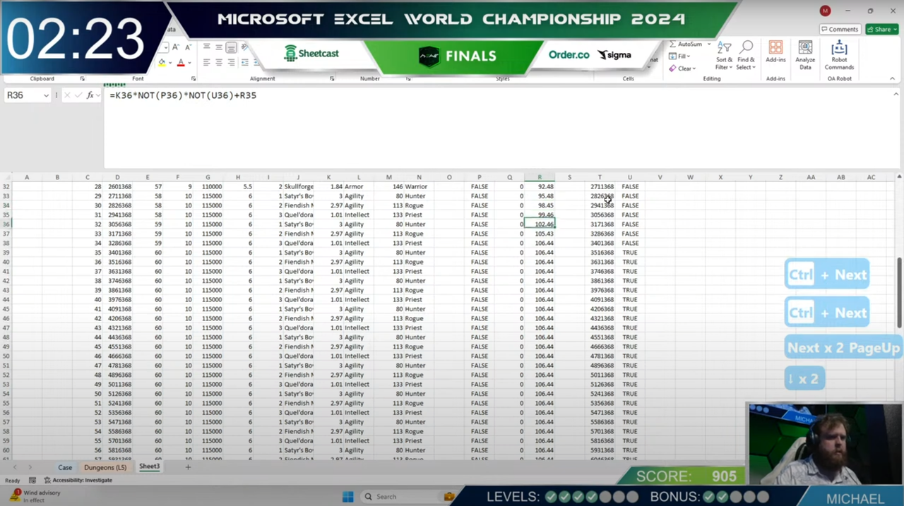 Excel World Champion Decided by a WoW Spreadsheet!