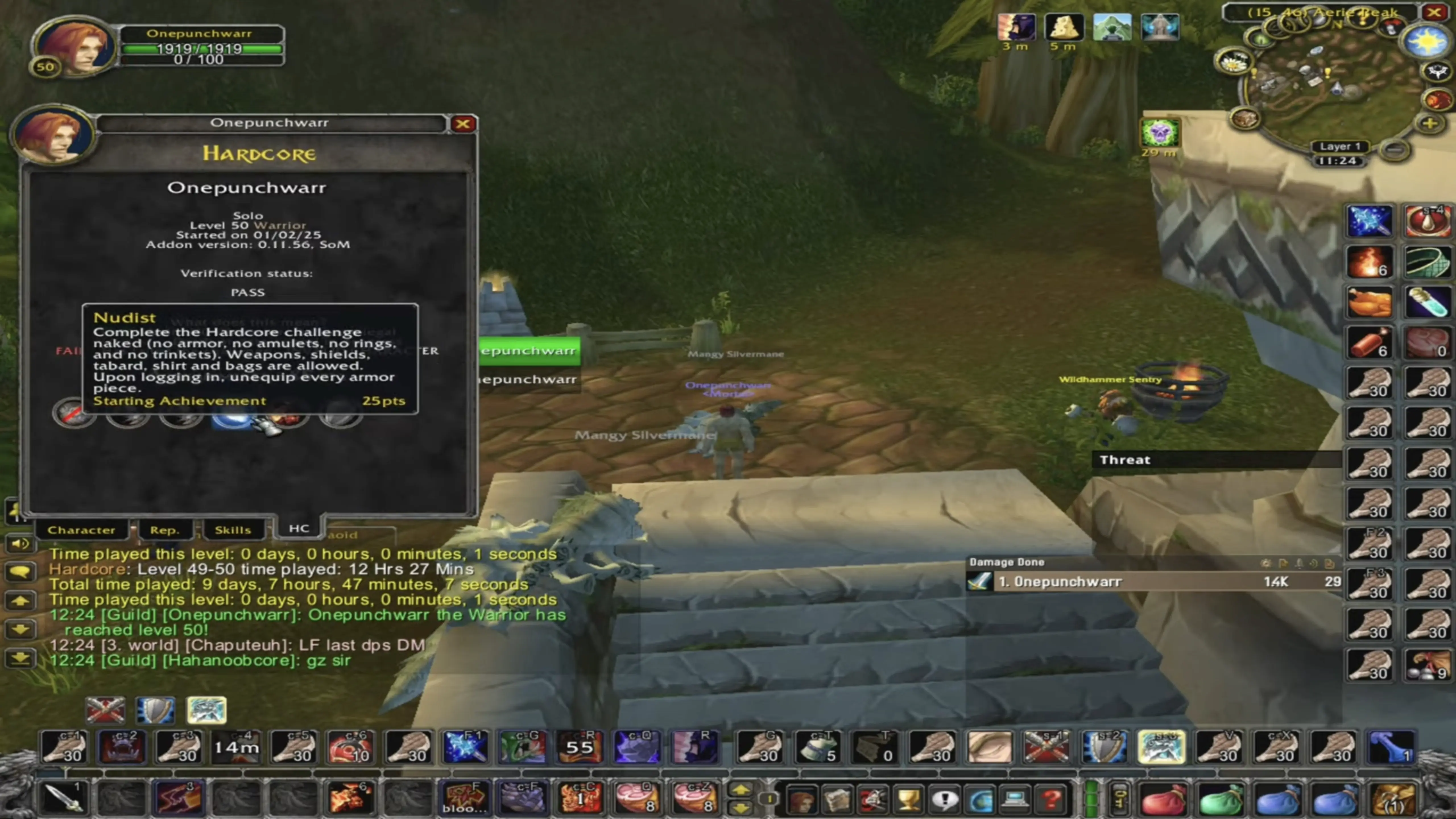 Naked Hardcore Warrior Hits Level 50 Solo — With Just His Fists
