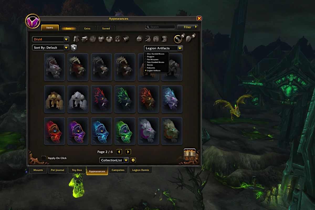 The artifact appearance menu shows many unlockable skins, including the Balance of Power variant.