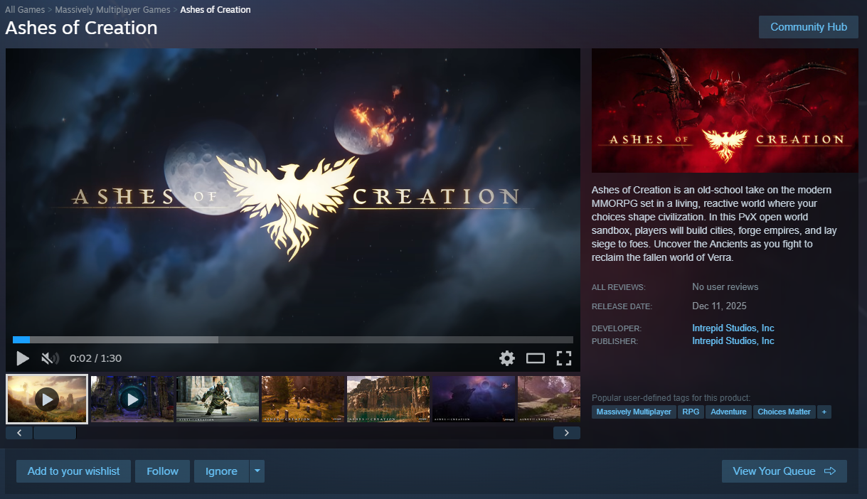 Ashes of Creation is Coming to Steam