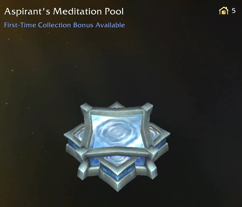 Craftable housing decor, Aspirant's Meditation Pool, showing a rippling circular water effect.