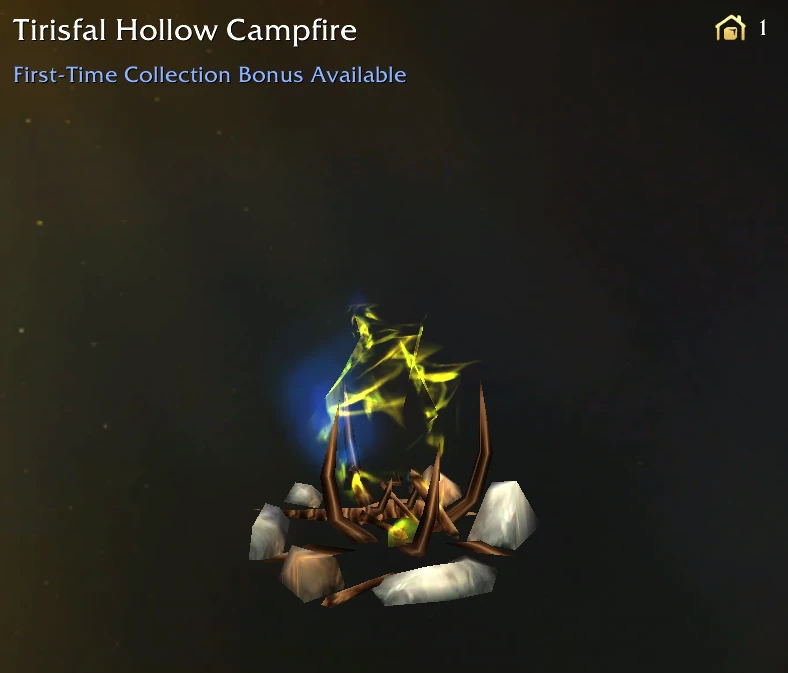 Tirisfal Hollow Campfire burning with eerie yellow-green flames and a faint blue magical glow.