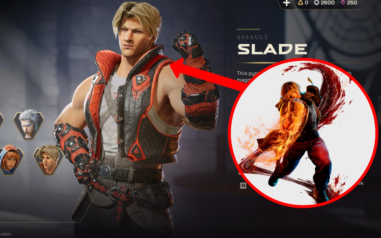 Slade bears a passing resemblance to Street Fighter's Ken.