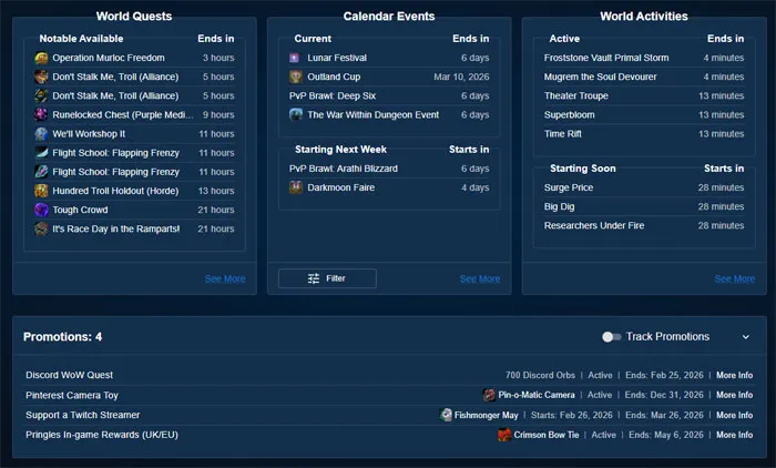 Today in WoW frontpage