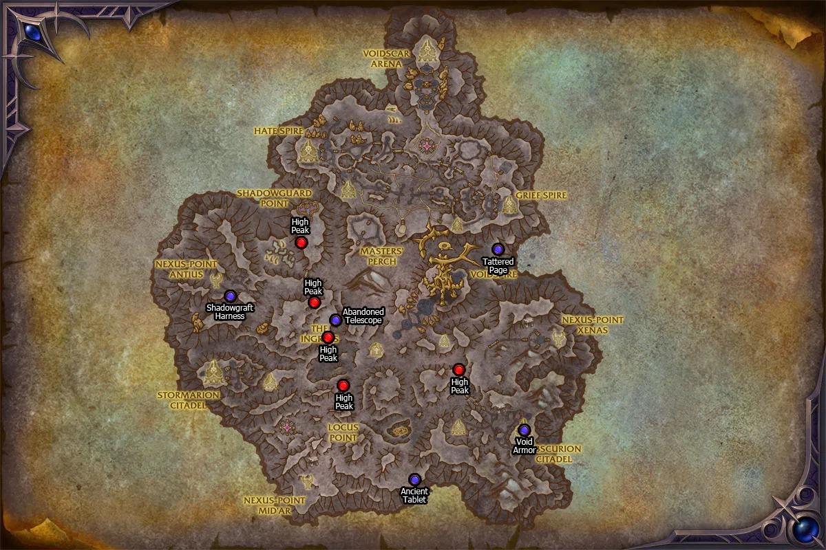 Voidstorm achievement map
