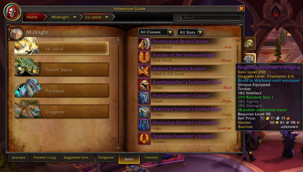 Lu'ashal World Boss Gear