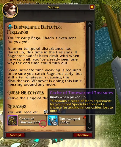 Disturbance Detected: Firelands quest.