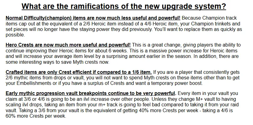 Explanation of the new crest system.