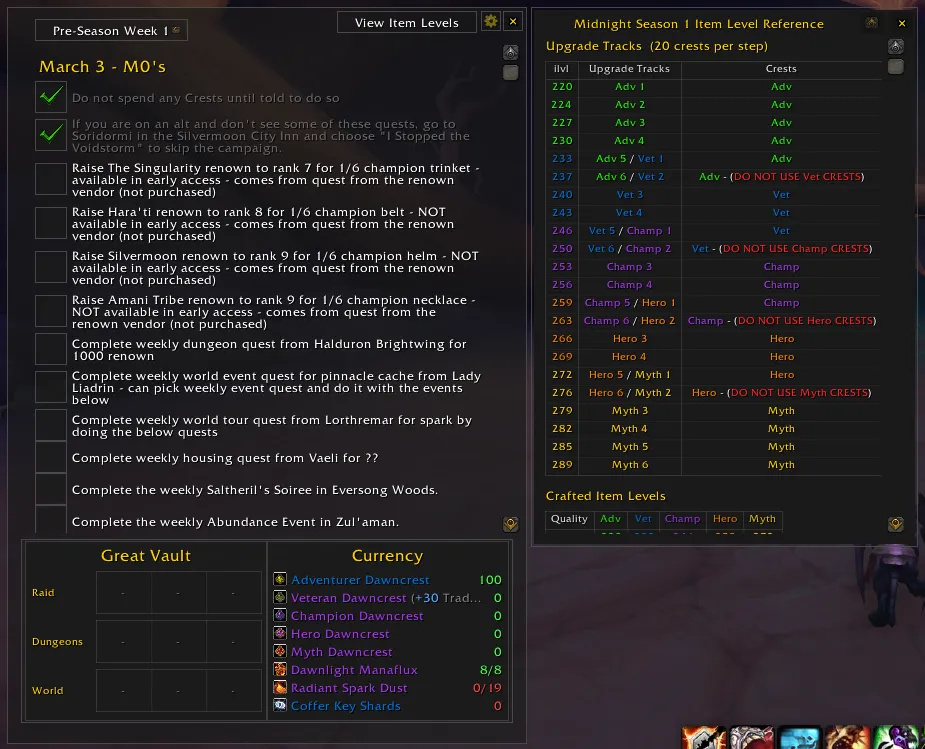 Larias' Weekly Checklist addon