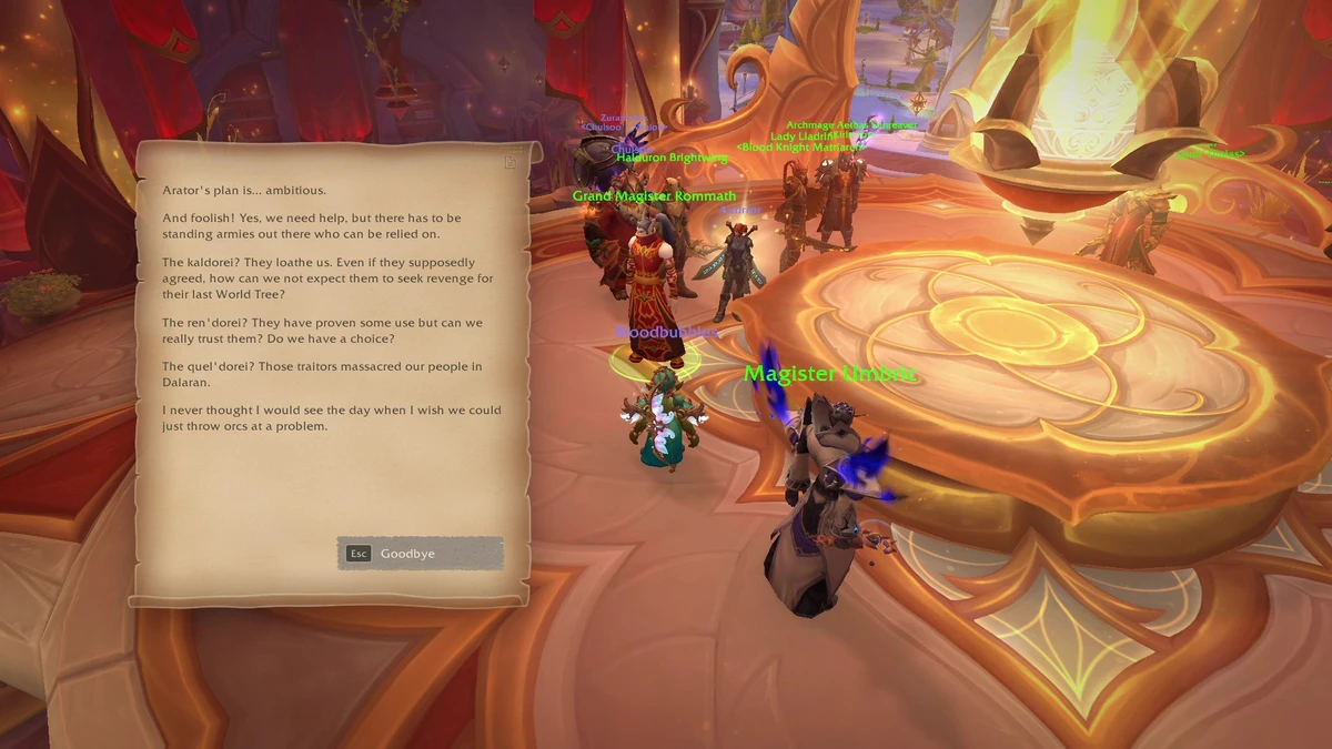 Grand Magister Rommath wishing he could throw orcs at the problem, which leaves players wondering where are the horde