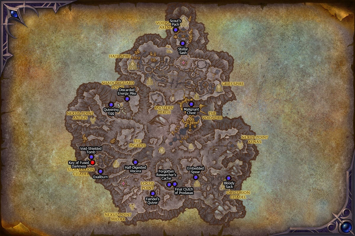 Treasures of Voidstorm location map