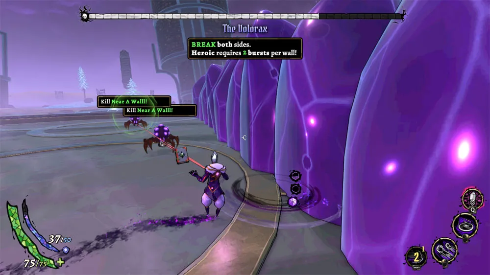 Fight example with prompts to kill adsa near a wall.
