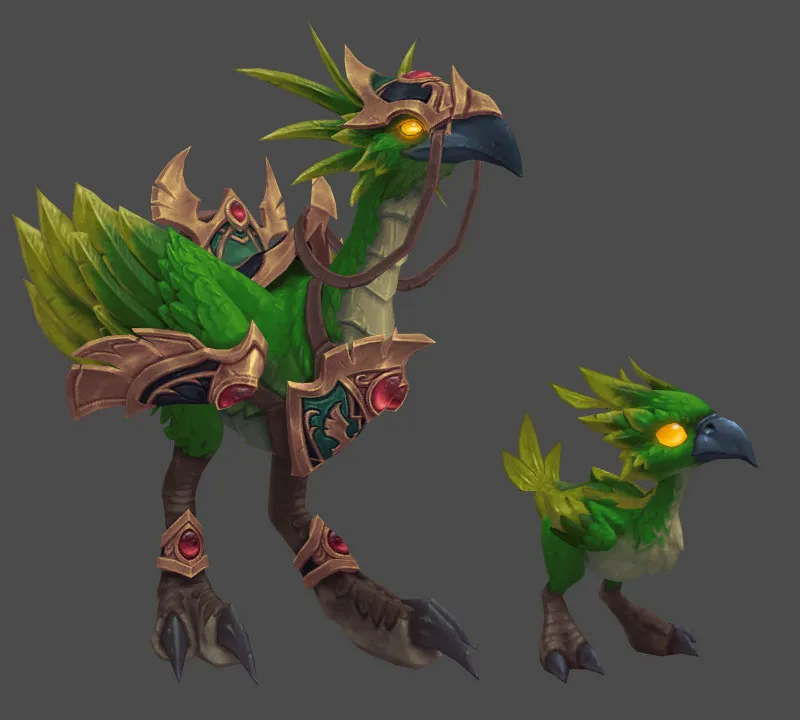 Emerald Hawkstrider Mount and Emerald Hatchling Pet.