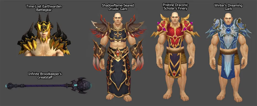 Dragonflight Timewalking transmog sets preview.