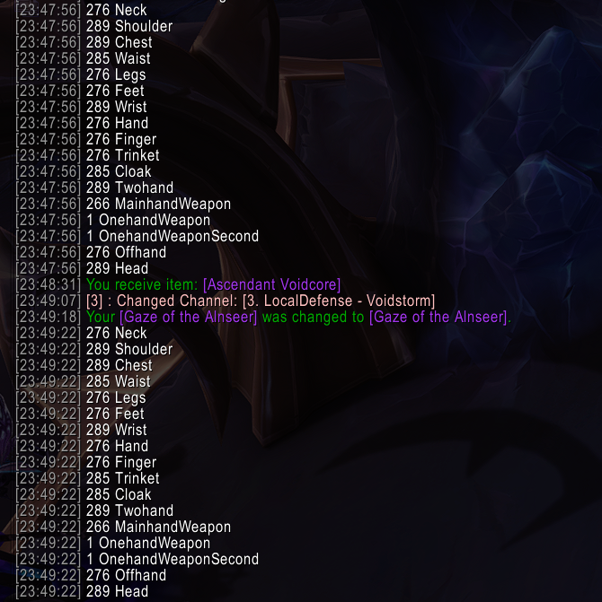 Ahorro de crests en trinkets tras usar Voidcore