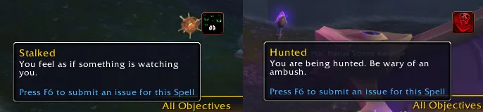 Debuffs que indican que estás siendo cazado