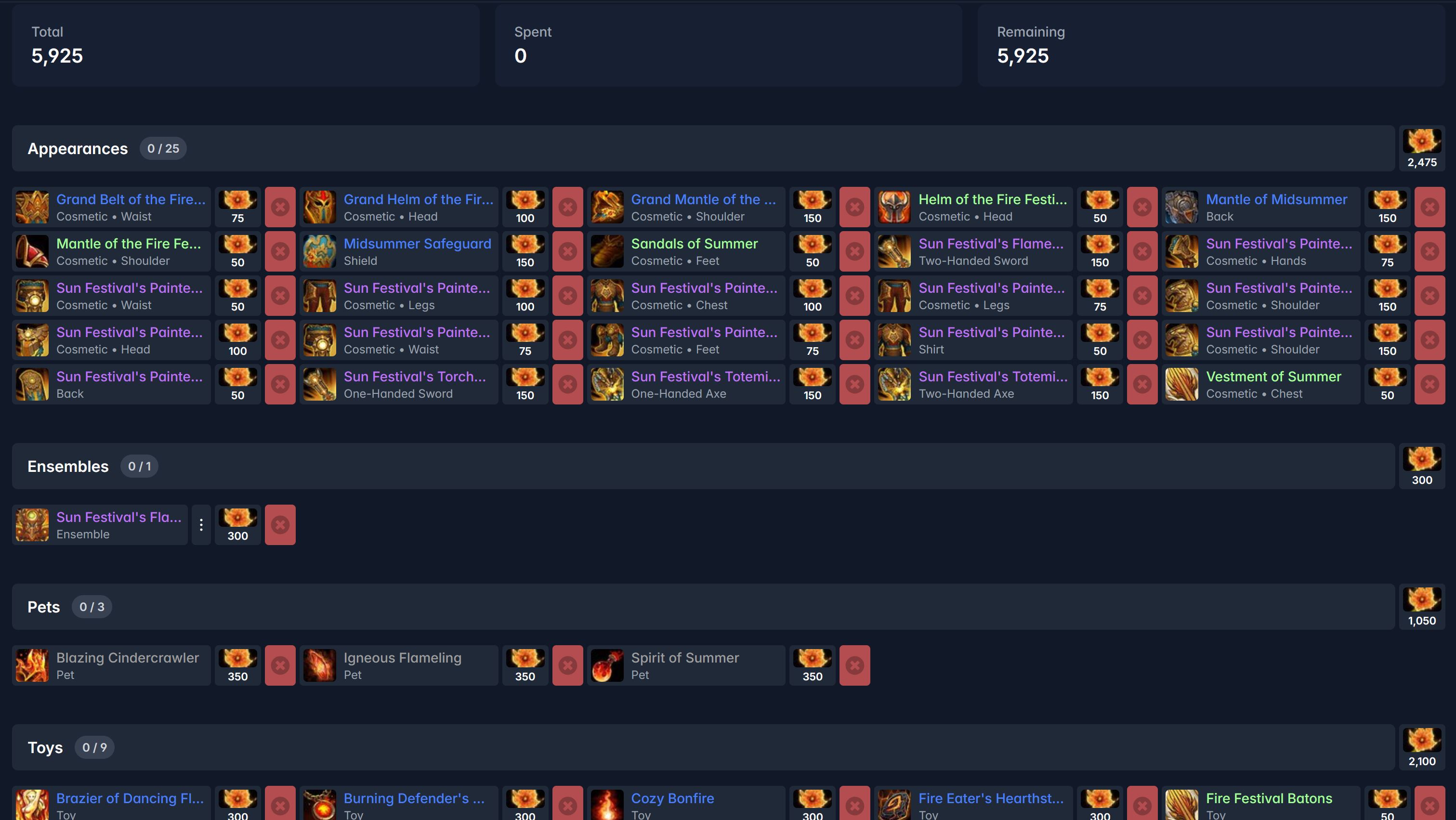 Completionism mostrando recompensas del evento