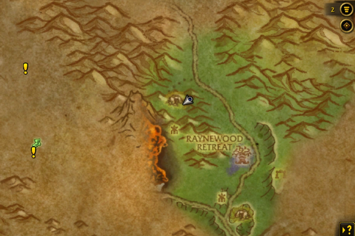 Mapa mostrando la ruta hacia The Hollow Vale