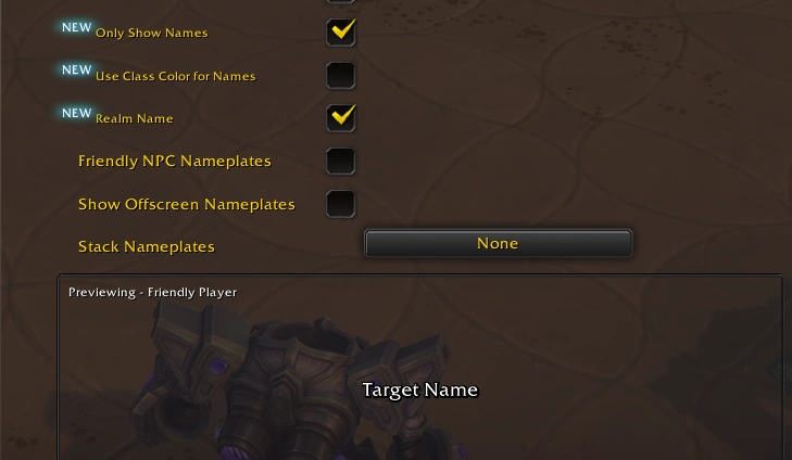 Nuevas opciones de barras de nombre en WoW