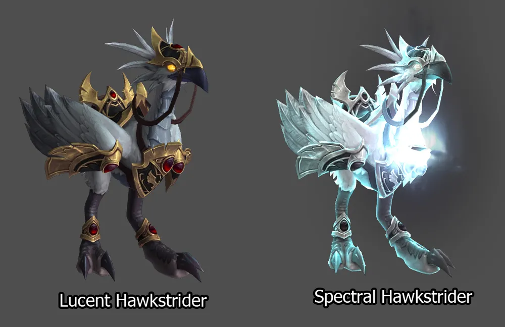Lucent Hawkstrider y Spectral Hawkstrider en World of Warcraft