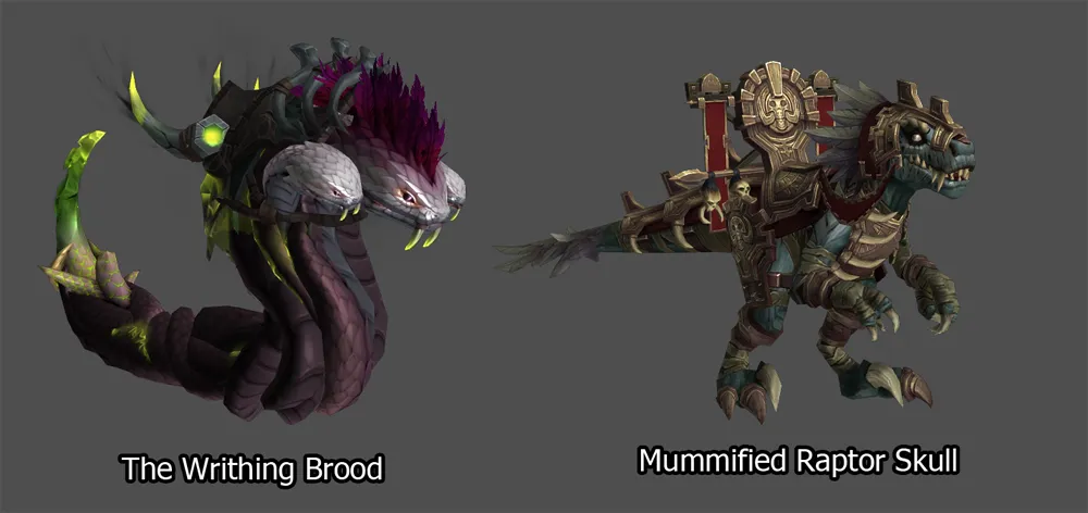 The Writhing Brood y Mummified Raptor Skull en World of Warcraft