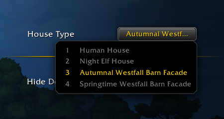 Fachadas de granero de Westfall en el housing de WoW