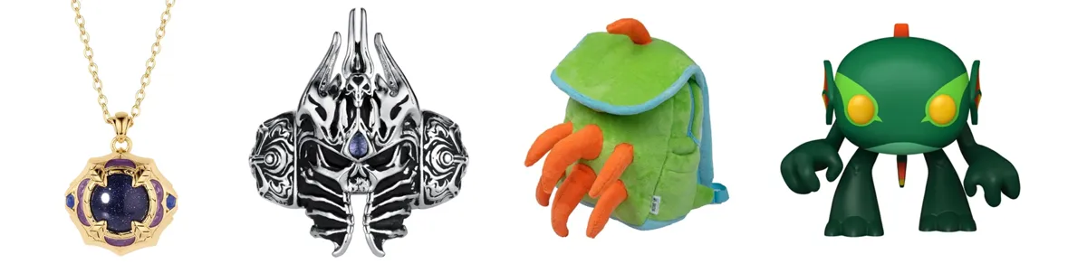 Algunos de los artículos de World of Warcraft disponibles en la tienda de BlizzCon.