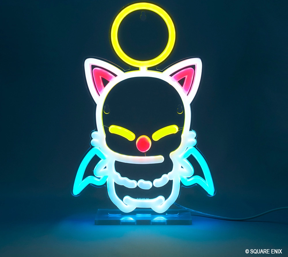 The new merch includes a cute neon moogle light.