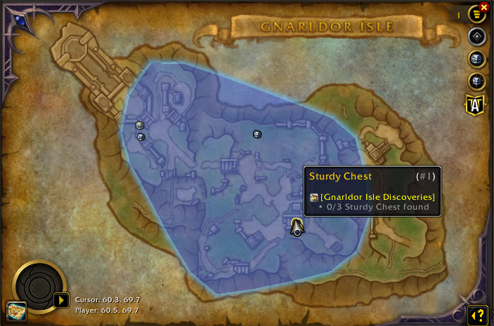 Ubicación de la entrada a Gnarldor Isle en Coiled Isle
