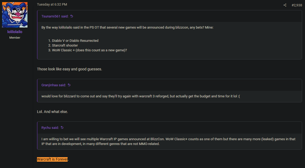 warcraft forever on resetera