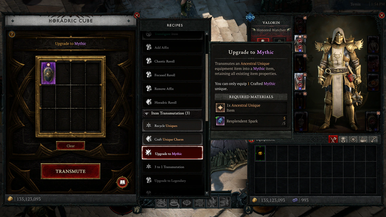 Mythic Uniques Retain Their Affixes When Upgraded and New Horadric Cube Recipes – Diablo 4 Season 15 Crafting Updates