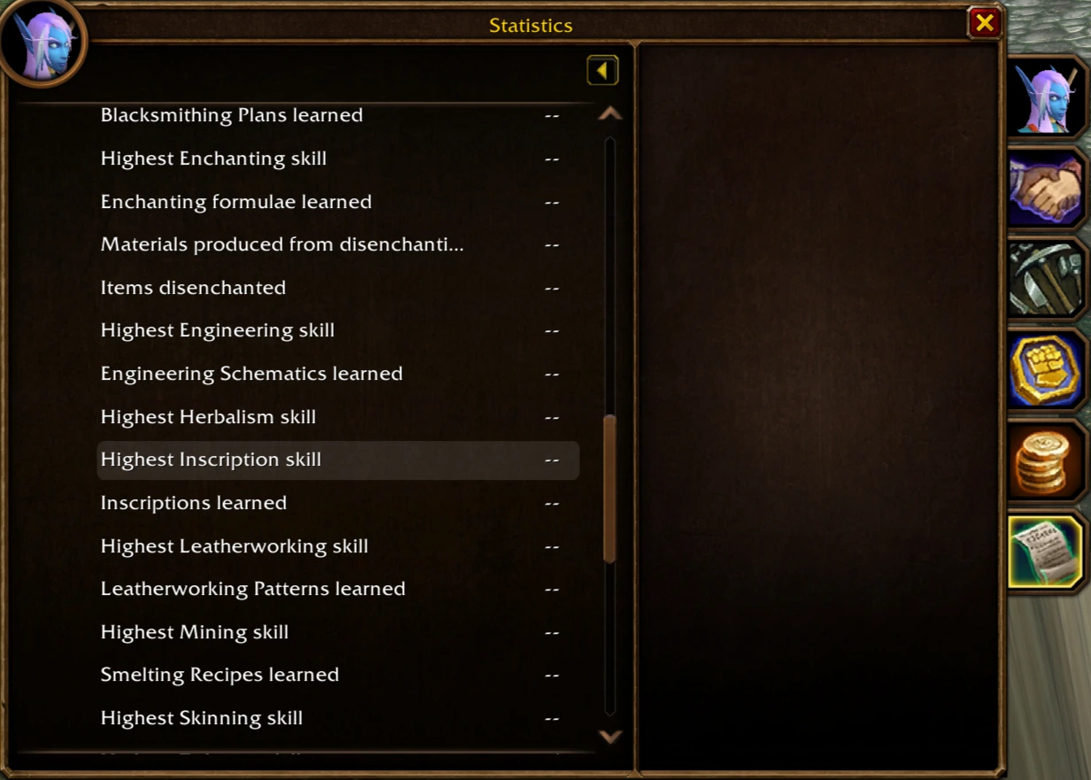 Inscription character statistics