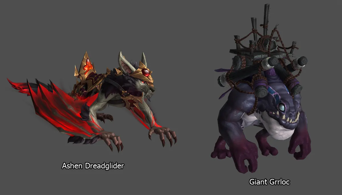 12 month sub Retail WoW mounts.