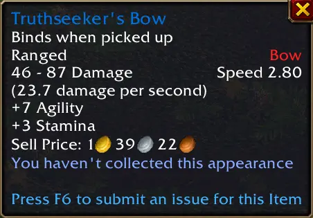 Truthseeker's Bow tooltip